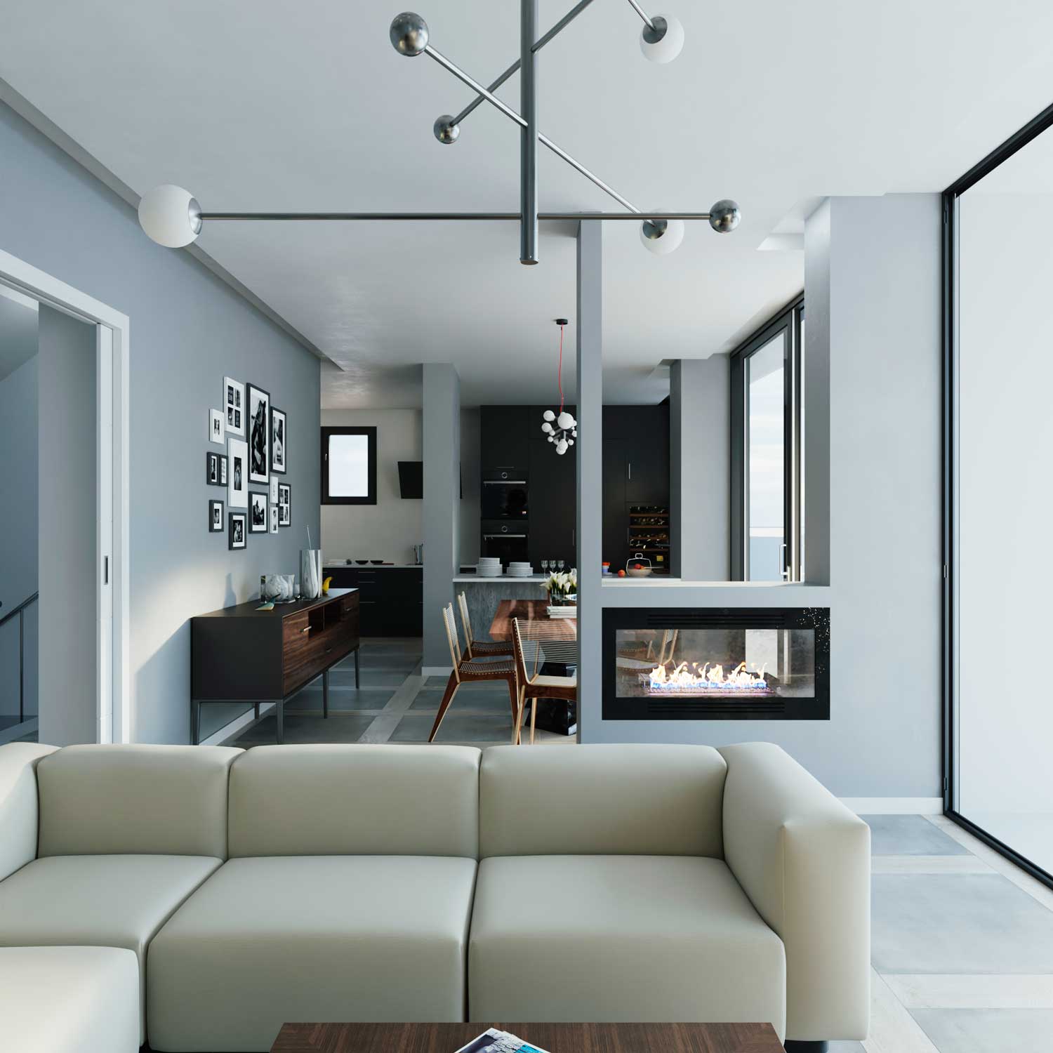Render 3D de salón