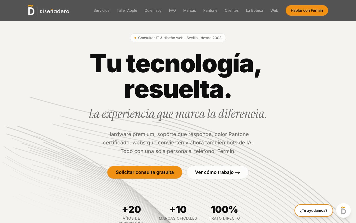 Web de Diseñadero diseñada por 3dearte: reparación Apple y consultoría IT en Sevilla